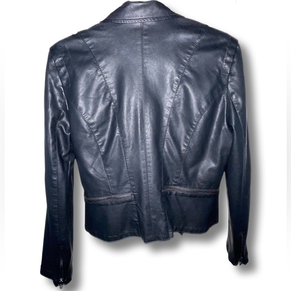 BLANK NYC Black Faux Leather Jacket With Zipper Detailing (Size Large) - Picture 3 of 7